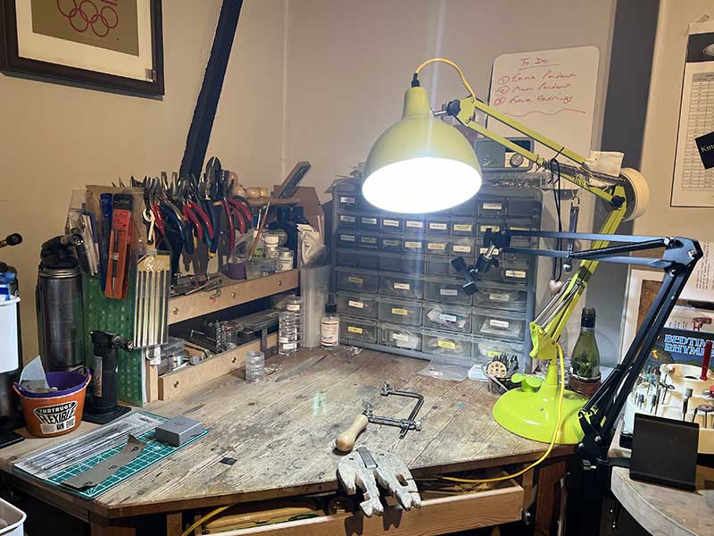 My busy jewellery bench!