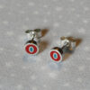 Cat's Eye Red and Turquoise Resin Silver Studs