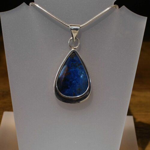 Sterling Silver Blue Shattuckite Pendant -Front