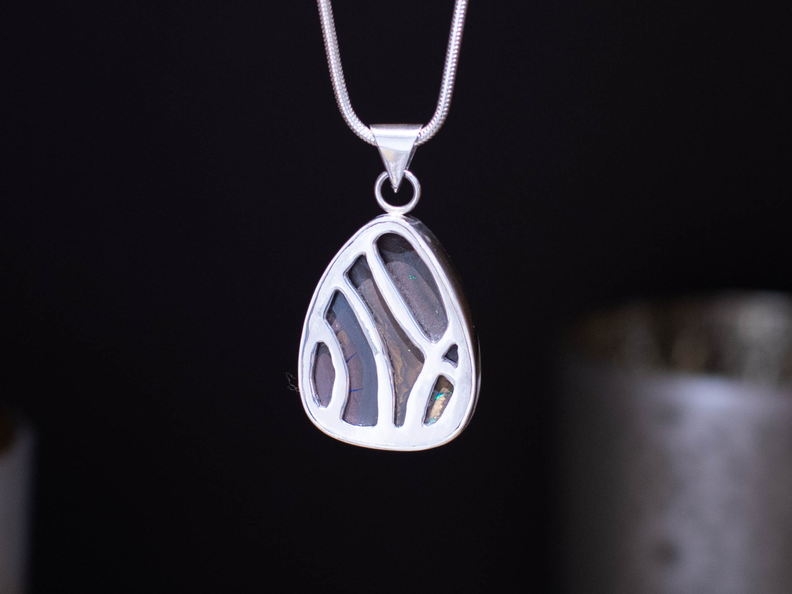 Boulder Matrix Opal Pendant - 27 Carat - Back Boulder Matrix Opal Pendant - 27 Carat - Back