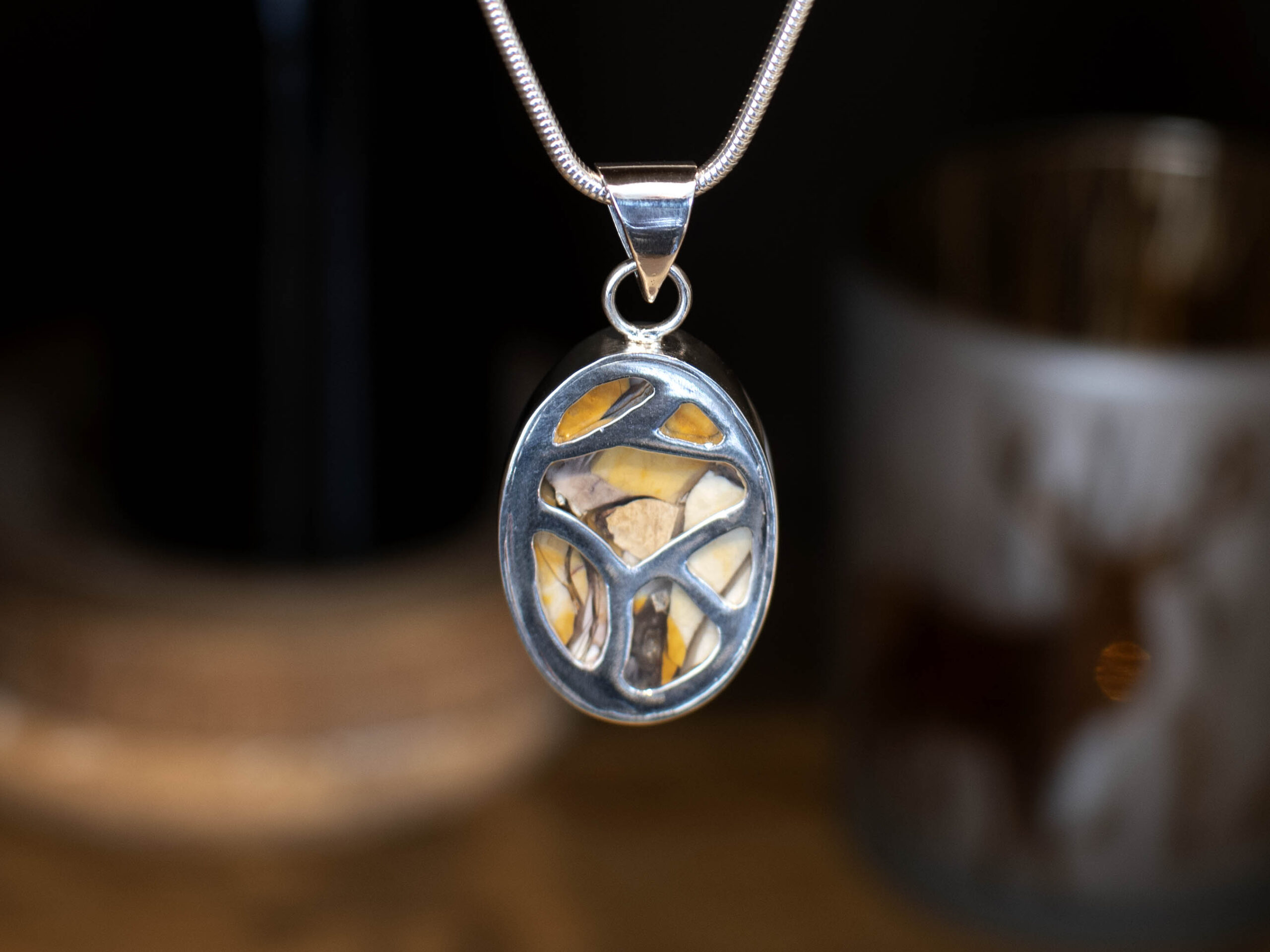 Brecciated Mookaite Sterling Silver Pendant- Back