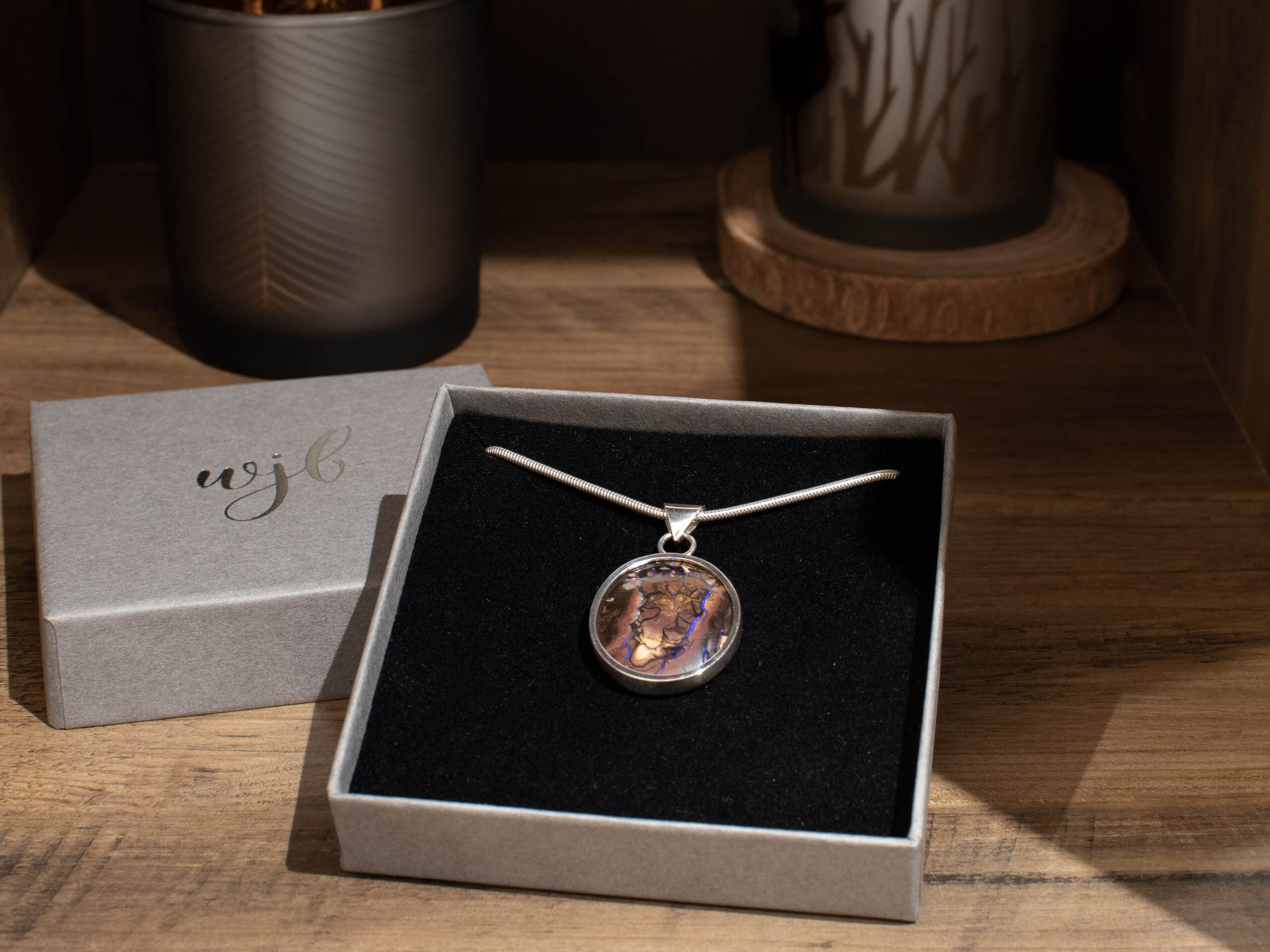 Koroit Boulder Opal Silver Pendant - 19.75 Carat - In Box Koroit Boulder Opal Silver Pendant - 19.75 Carat - In Box