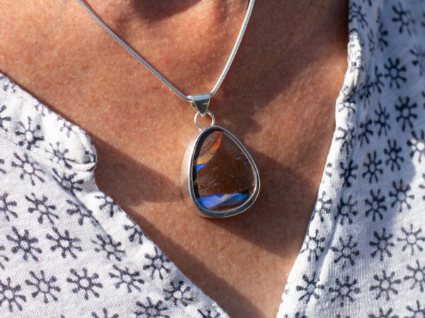 Boulder Pipe Opal Pendant - 31.4 Carat - Being Worn