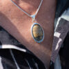 Picture Jasper Sterling Silver Pendant - Being Worn