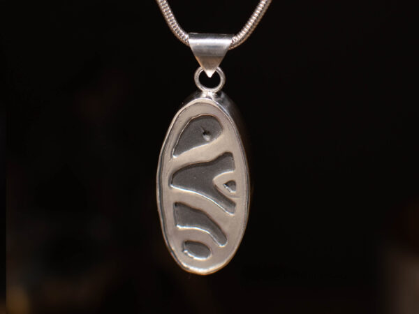 Green Bamboo Mountain Turquoise Sterling Silver Pendant - Back