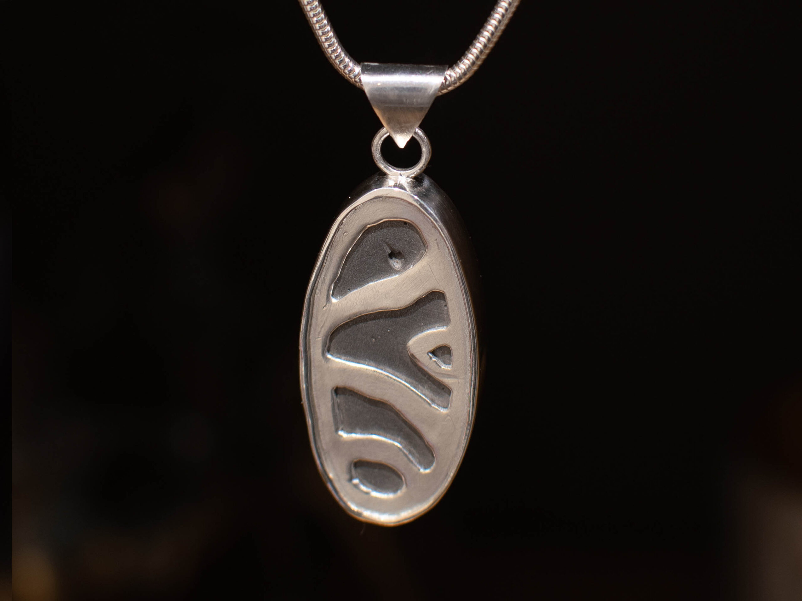 Green Bamboo Mountain Turquoise Sterling Silver Pendant - Back