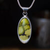 Green Bamboo Mountain Turquoise Sterling Silver Pendant - Front