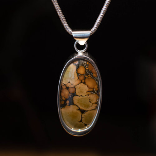 Brown Treasure Mountain Turquoise Pendant - Front