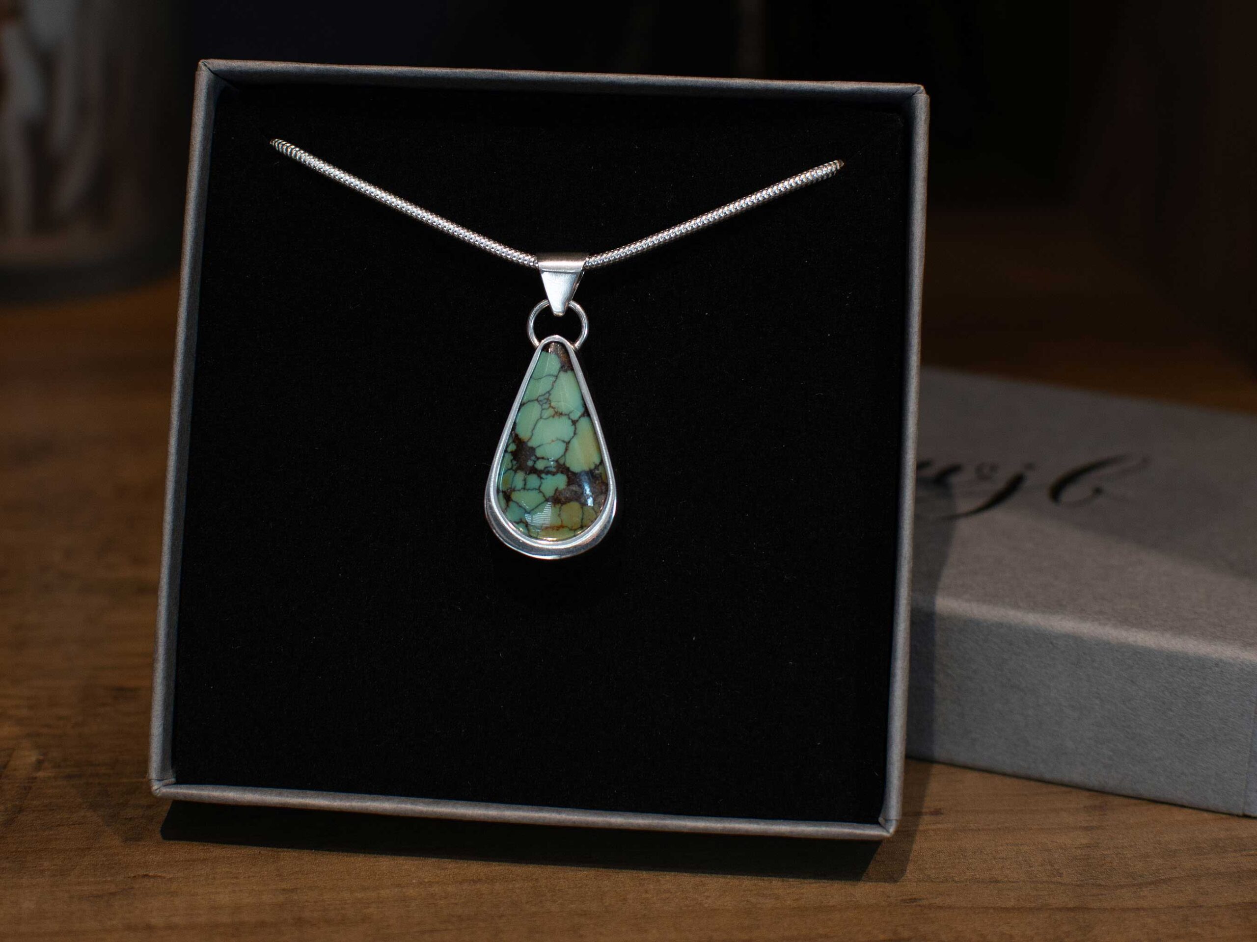 Blue Treasure Mountain Turquoise Sterling Silver Pendant - Back