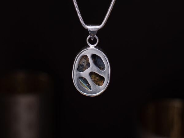 Rear of Sterling Silver Chrysocolla & Native Copper Pendant