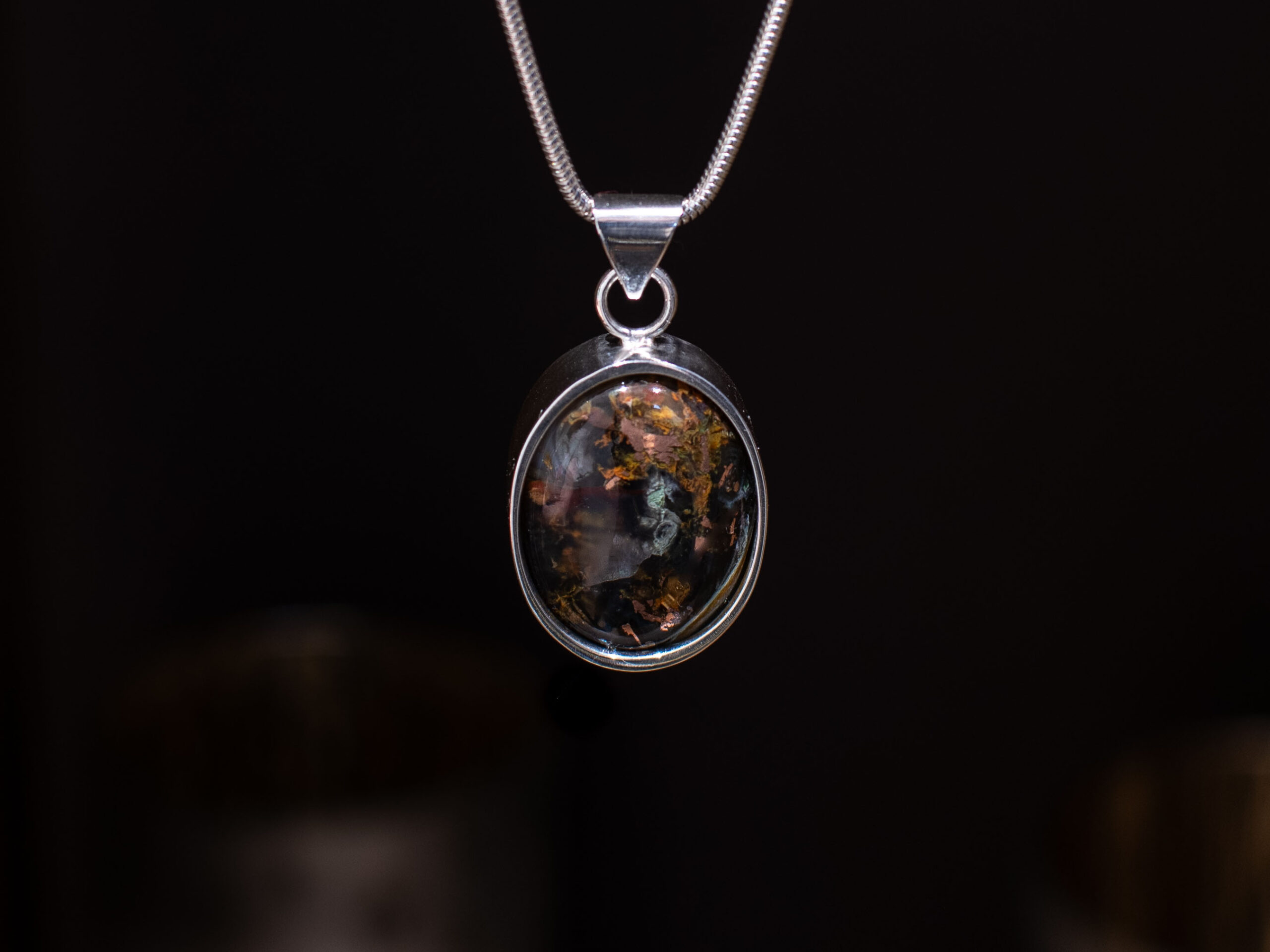 Sterling Silver Chrysocolla & Native Copper Pendant Sterling Silver Chrysocolla & Native Copper Pendant