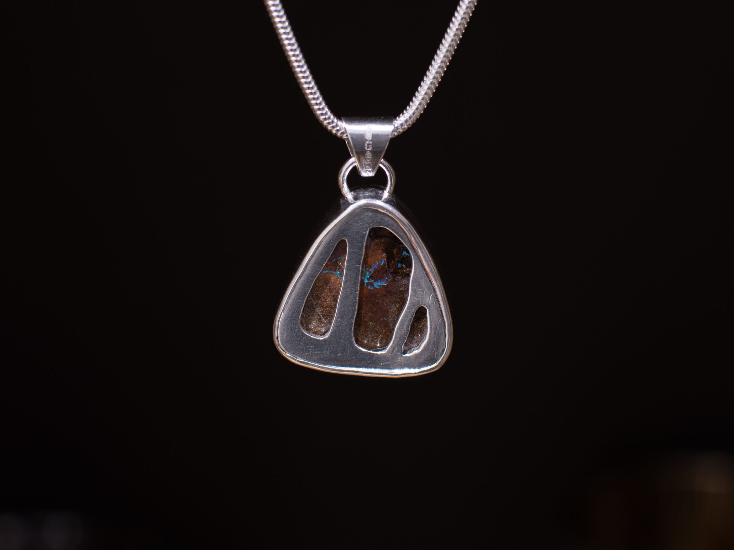 Rear of Australian Boulder Matrix Opal Pendant Rear of Australian Boulder Matrix Opal Pendant