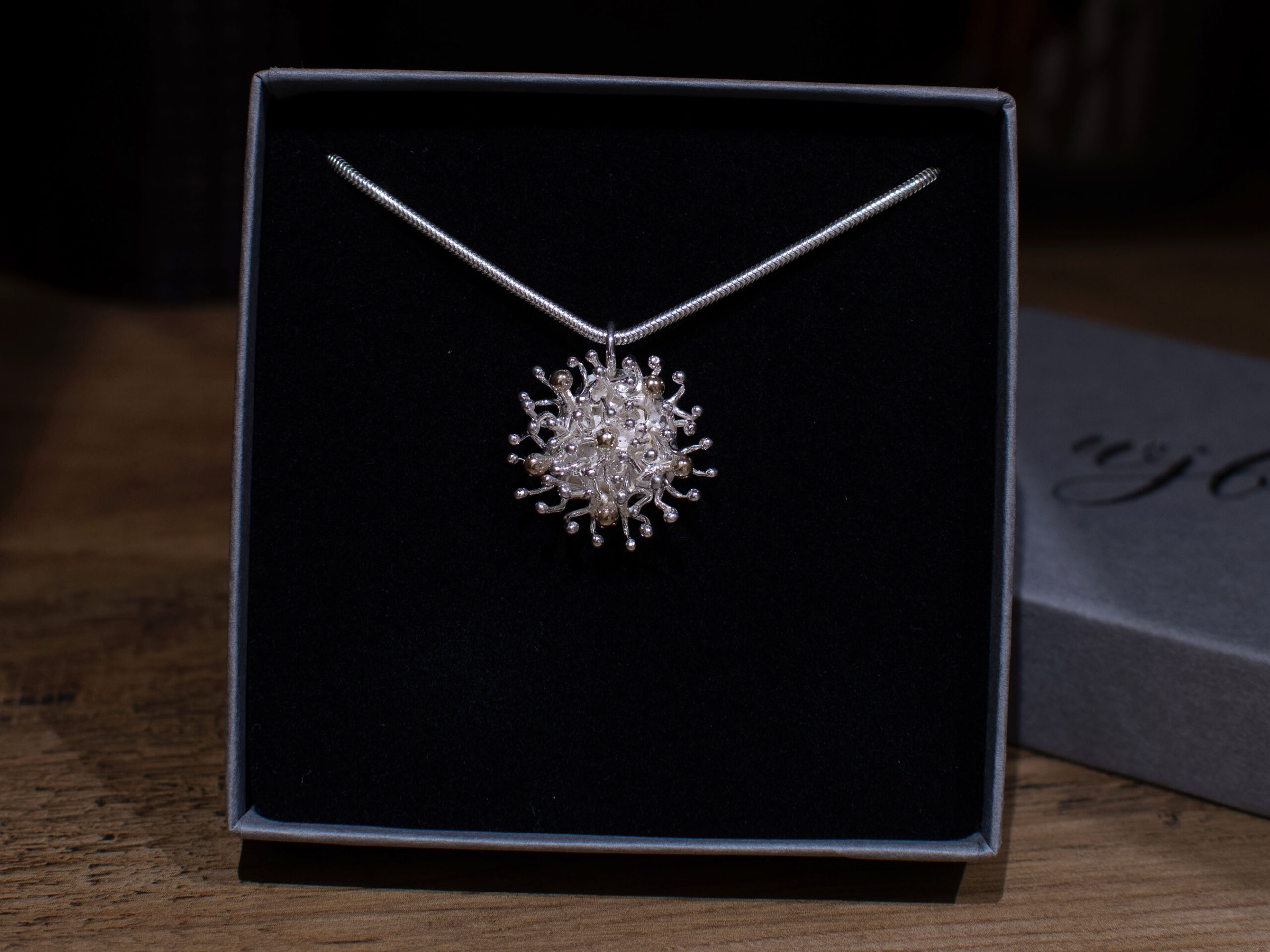 Sterling Silver and 9ct Gold Sea Anemone Pendant in Box