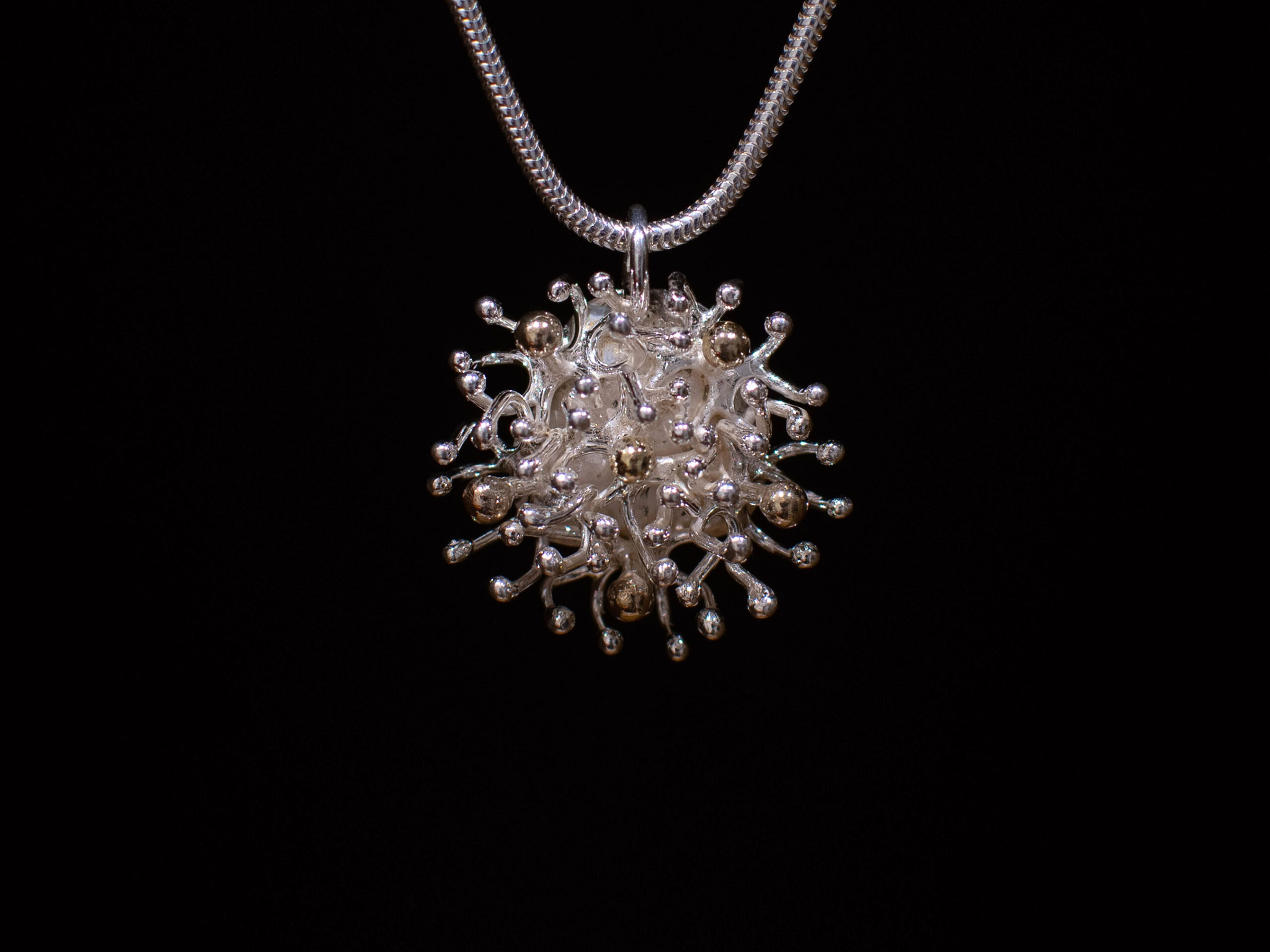 Sterling Silver and 9ct Gold Sea Anemone Pendant – 6 Silver and Gold Clusters