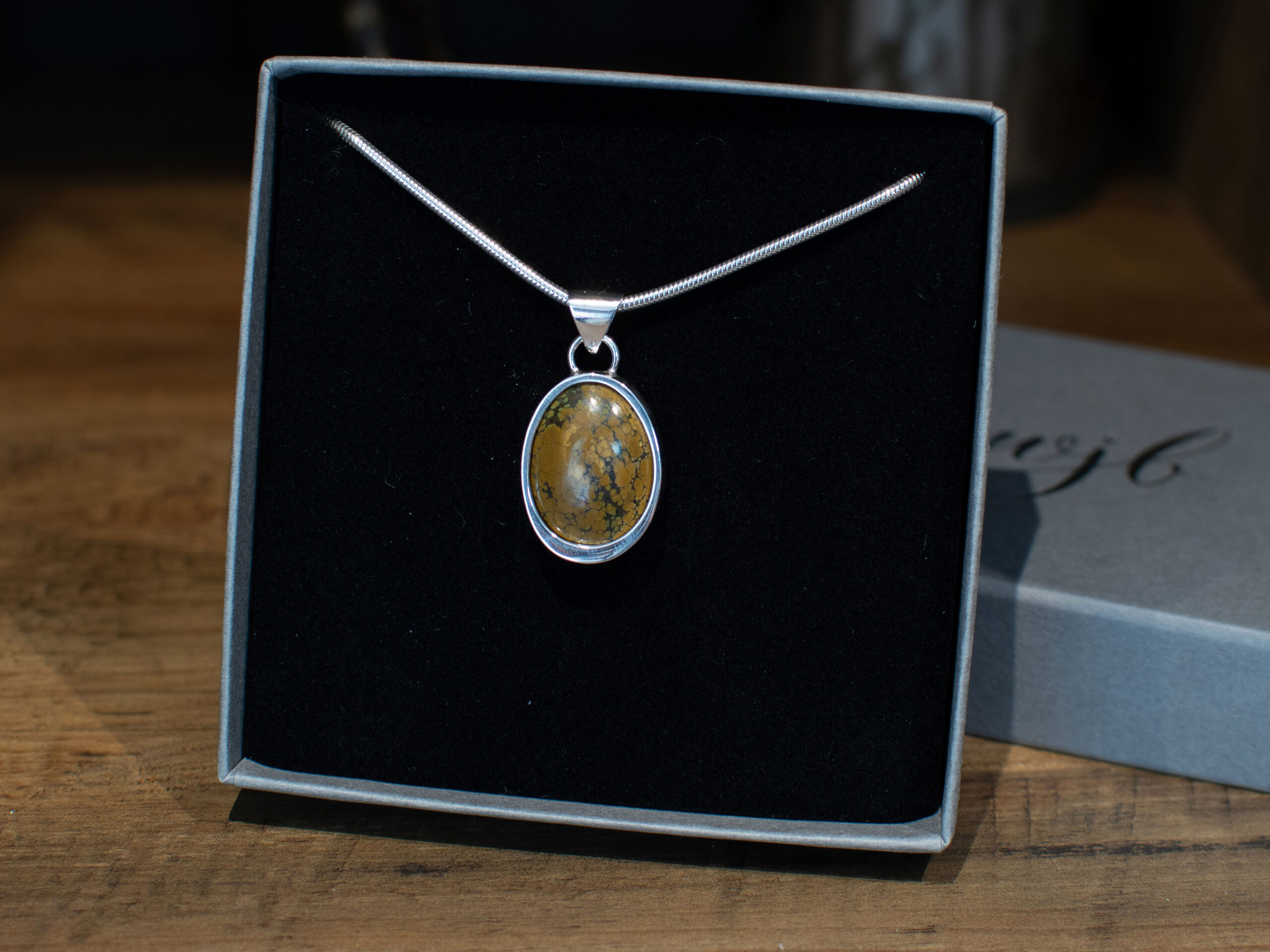 Brown Tibetan Turquoise Pendant - in box