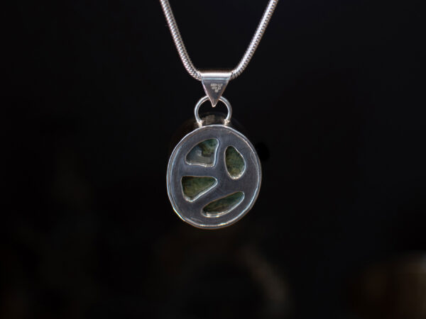 Green and Brown Jasper Oval Pendant - reverse