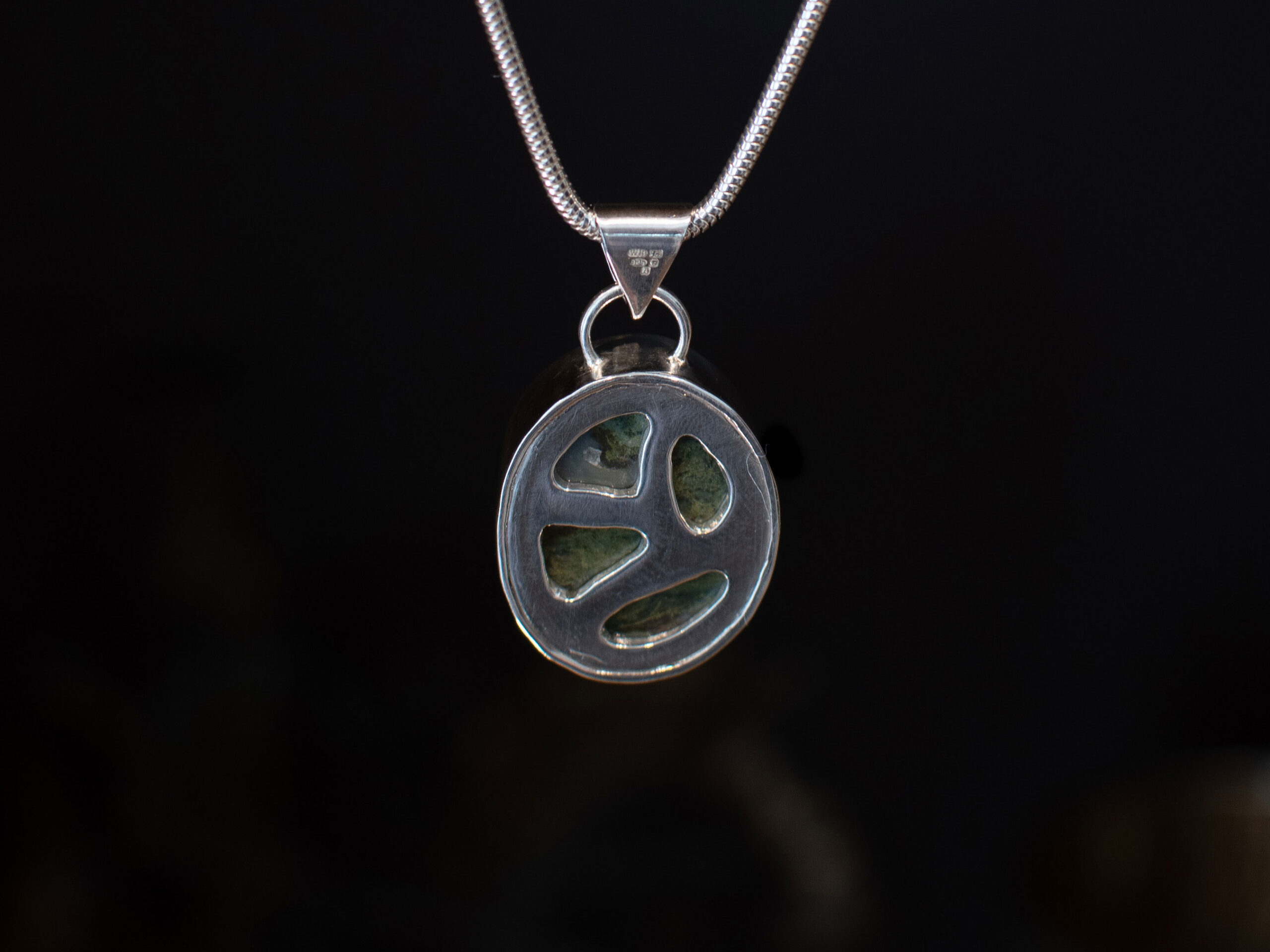 WBR-93-01-Product-Image-Etsy-Back Green and Brown Jasper Oval Pendant - reverse