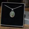 Green and Brown Jasper Oval Pendant - in box