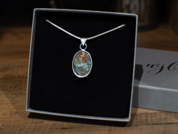 Oval Copper Gemstone Pendant - in box