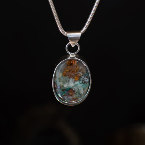 Oval Copper Gemstone Pendant - front